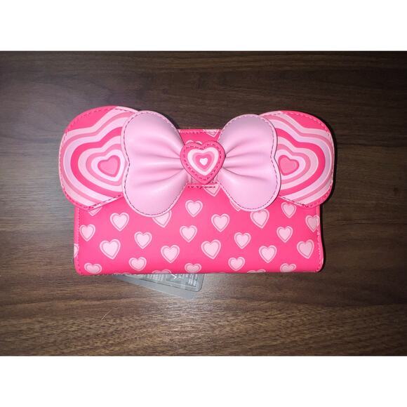 Loungefly Disney Mickey & Minnie Mouse Heart Ears Mini Backpack Wallet Set - Picture 8 of 10